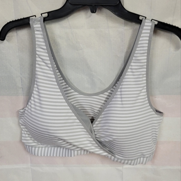 Secret Treasures Other - Secret Treasures Gray & White Wrap Style Nursing Super Soft Sleep Bra XXXL